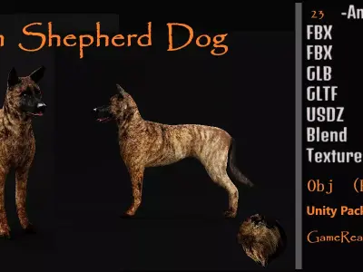 Dutch Shepherd Dog Low-poly 3D model