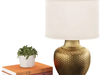 decorative set hammered gold table lamp 3D model