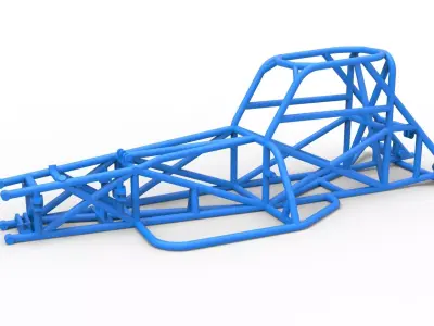 Frame of Supermodified front engine race car V3 Scale 1 to 25 3D print model