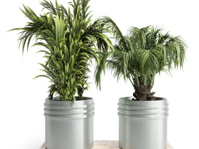 Indoor plnt 26- metal vase Low-poly 3D model