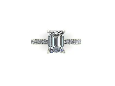emerald cut engagement ring 3D print model
