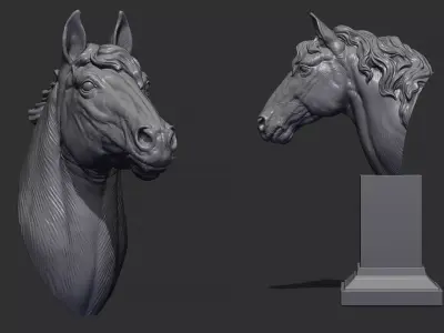 Horse with a mane 3D print model