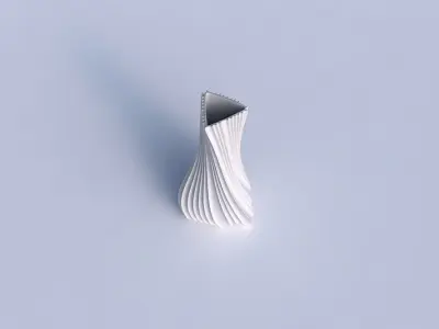 Vase twist puffy triangle with extruded vertical lines 3D print model
