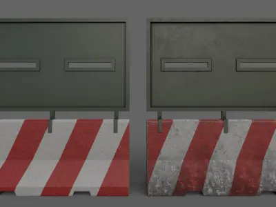 PBR Concrete Roadblock Barrier V3 Low-poly 3D model