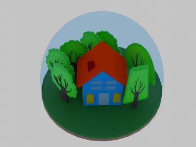 house globe Low-poly 3D model