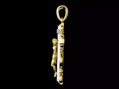 Luxury Gold Crucifix Pendant 3D Model Jesus Cross Jewelry 3D print model