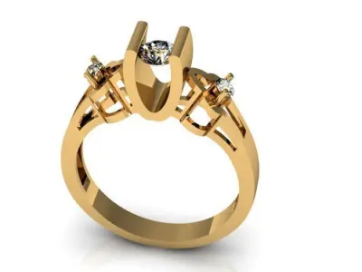 Solitaire ring 3D print model 26