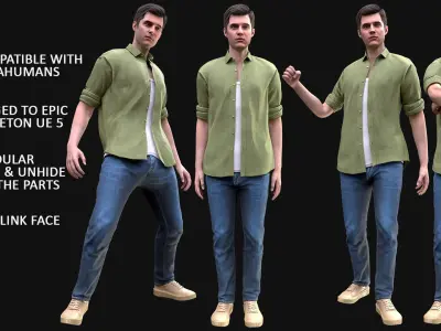 Man Casual Outfit - Modular - Rigged Low-poly 3D model