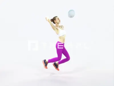 Beauty 17H Jumping Smashing Jumping Sports Woman Low-poly 3D model