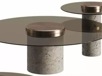 Modern Round Coffee Table Set GLASS  3D model