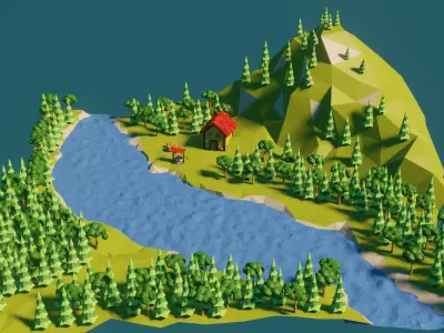 Low Poly Forest Free low-poly 3D model