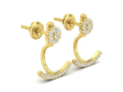 AV 464 Round White Diamond Pendulum Stud Earring Jackets 3D print model