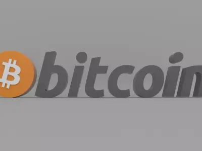 Bitcoin Logo With Text Free low-poly 3D model