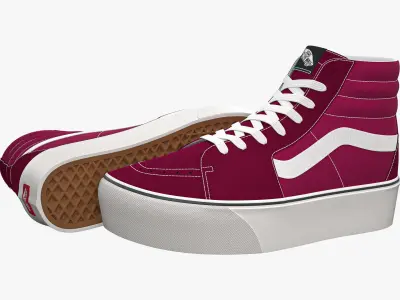 Vans Sk8-Hi Platform Port Royale and White 3D model