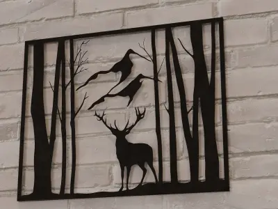 Deer Metal Wall Art 3D model
