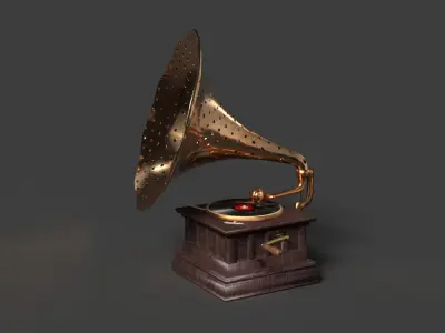 Chinese gramophone   Low-poly 3D model