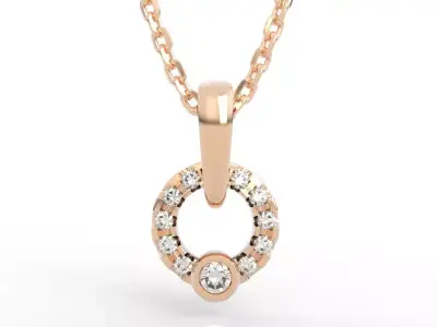 Elegant Diamond Circle Pendant Necklace 3D print model