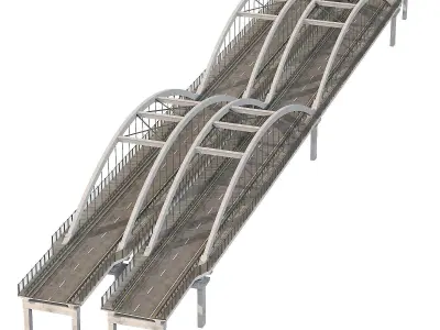 through arch bridge with a two-lane road 3D model