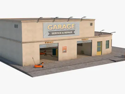 Car Repair Workshop Low-poly 3D model