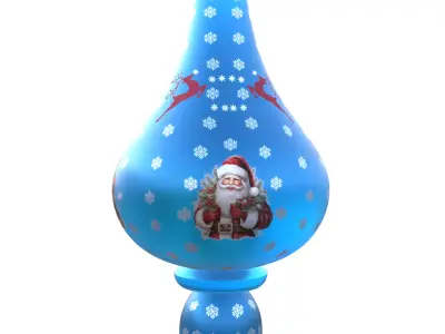 Blue Santa Christmas Glass Ornament Bauble 3D Model PBR Ready Low-poly 3D model