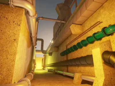 Pipes and ventilations Low-poly 3D model