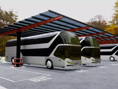 Solar Bus Parking Lot 12x12 Panel Layout 3D model
