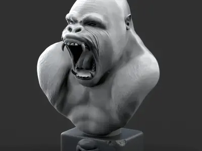 Gorilla Head Statue 2 3D print model