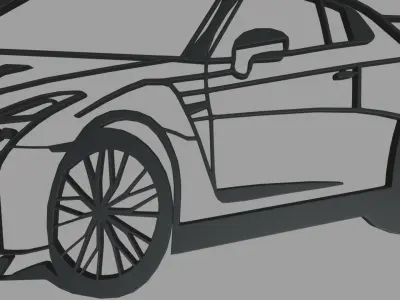 Nissan GTR Perspective Wall Silhouette 3D print model