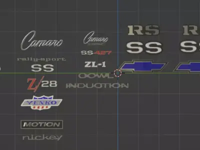 1969 Chevrolet Camaro Badges Low-poly 3D model