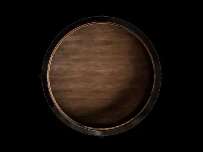 Round Accent Rattan Black Table 3D model
