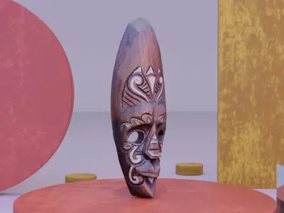Decorative African wall Mask 10 high-poly 3D model