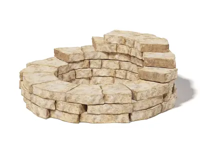  Round Stone Wall 3D Model 3D model