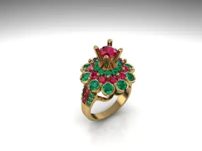 Ruby emerald classic luxury ring 3D print model