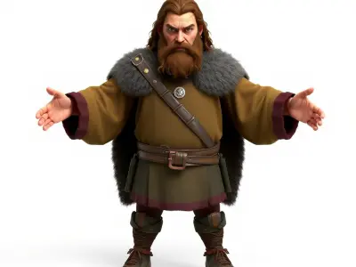 Viking Warrior Detailed Rigged and Animated D Character Model Low-poly 3D model