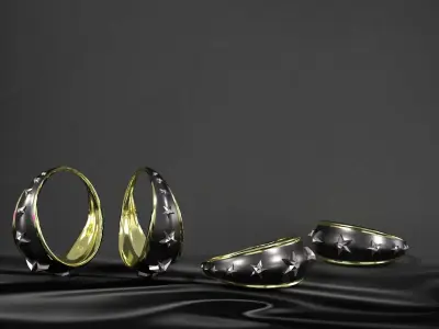 earrings gold and hoop 3D model