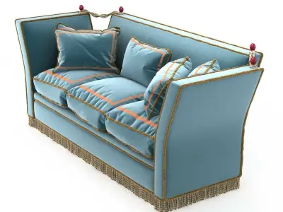 1940s French sofa in blue upholstery 3D model