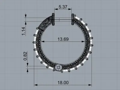 hoop eternity earrings 18mm dia 2mm stones 3d model round rings 3D print model