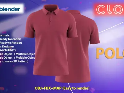 Men Regular-Fit Quick-Dry Golf Polo CLO FILE 3D model