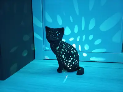 Modern Vornoi Lamp Cute Cat Statue NO SUPPORT 3D print model