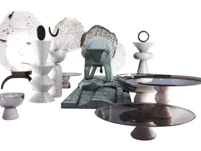 Decorative Set with a Bull sculpture 3D model