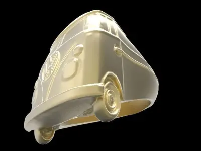 Hippie Van Car Front Grill Unisex Mens Ring 3D print model