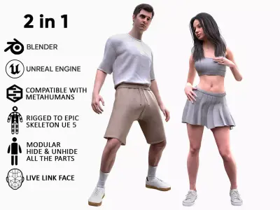 Mens and Womens Summer Outfits 3D Model Collection