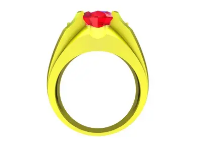 A5667 Korean Oval Diamond Men Ring 3D Model 3D print model