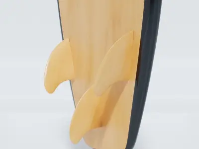 Wood Surfboard Low-poly 3D model