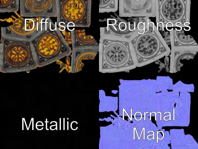 Ornamental Cube Decorative Model Pack Low-poly 3D model
