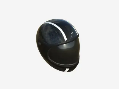 Cartoon Helmet Kart A07 Black - Character Design Low-poly 3D model