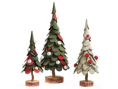 Craft Christmas Trees Set  3D model