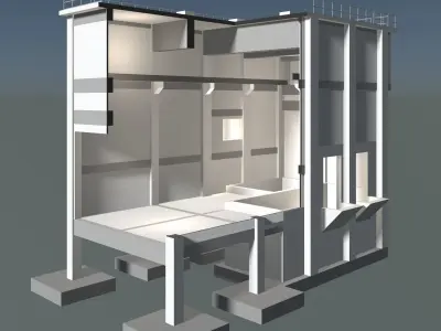 Industrial building in cutaway section 25i12 3D model