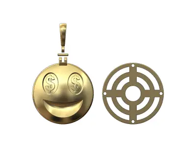 Money smile emoji pendant with bail 3D print model