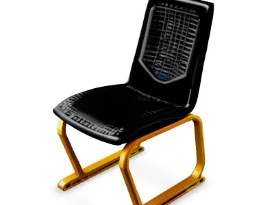 Modern Black and Gold Designer Chair Low-poly 3D model